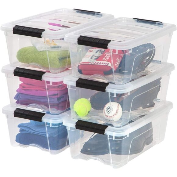 Other - IRIS 13 QT Plastic Storage Box with Lid and Latches - 6 Pack - BPA-Free, See-Th